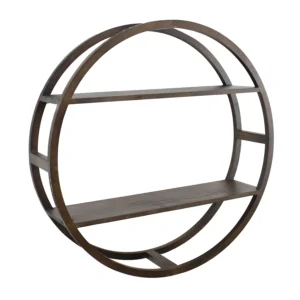belle maison estante de pared redondo de madera 2 niveles 24"